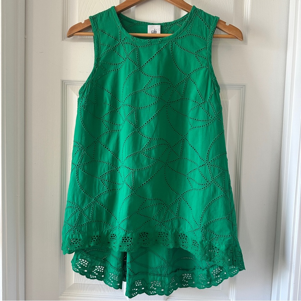 CAbi Green Eyelet Women’s Tank Top Size XS